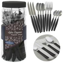 Kit Completo 24 Talheres Inox Martinazzo Original Pote Linha Elegance Faca Garfo Colher Sobremesa