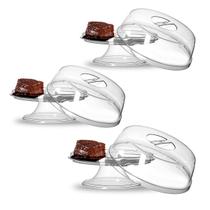 Kit Completo 3 Boleira Gourmet Com Pé E Tampa Luxo