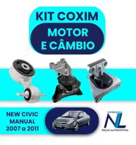 Kit Completo 4 Coxim Motor Cambio New Civic 2007 A 2011 Man. - Shockbras