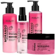 Kit Completo 4 itens Cuidado Corpo e Rosto Morango Porán