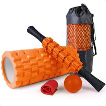 Kit Completo 4X1 Rolo De Massagem Bastão Miosfascial Faixa