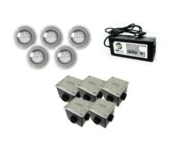 Kit completo 5 Led 9w Piscina Módulo Rgb Luxpool + Fonte 5a + Caixas de passage