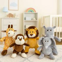 Kit Completo 5 Pelúcias Safari 35cm Presente Decoração Nicho Elefante Girafa Hipopótamo Leão Macaco Deluxe Brinquedo Kit Completo 5 Pelúcias Safari 35cm Presente Decoração Nicho Elefante Girafa Hipopótamo Leão Macaco Deluxe Brinquedo