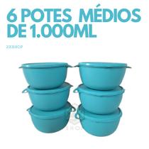 Kit Completo 6 Bowls Médios 1000ML Potes Plásticos Reutilizáveis Sem BPA Freezer Micro-ondas Medio Kit Completo 6 Bowls Médios 1000ML Potes Plásticos Reutilizáveis Sem BPA Freezer Micro-ondas Medio