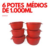 Kit Completo 6 Bowls Médios 1000ML Potes Plásticos Reutilizáveis Sem BPA Freezer Micro-ondas Medio Kit Completo 6 Bowls Médios 1000ML Potes Plásticos Reutilizáveis Sem BPA Freezer Micro-ondas Medio