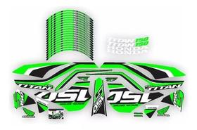 Kit Completo Adesivo Carenagem Friso Roda Titan 150 Verde