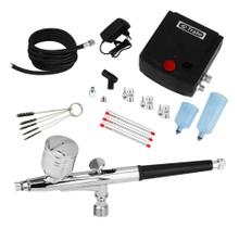 Kit Completo Aerografia Mini Compressor Ar + Aerógrafo 0,3Mm
