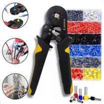 Kit Completo Alicate Crimpador Catraca + 400 Terminais Ilhós Tubulares de 0,25 a 10mm² Conexões S