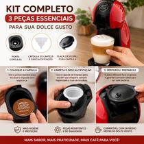 Kit Completo Arno Dolce Gusto 3 Peças Porta Cápsulas Placa Difusora Cápsula de Limpeza e Descalcificação Kit Completo Arno Dolce Gusto 3 Peças Porta Cápsulas Placa Difusora Cápsula de Limpeza e Descalcificação