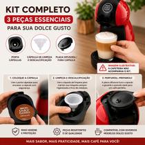 Kit Completo Arno Dolce Gusto 3 Peças Porta Cápsulas Placa Difusora Cápsula de Limpeza e Descalcificação Kit Completo Arno Dolce Gusto 3 Peças Porta Cápsulas Placa Difusora Cápsula de Limpeza e Descalcificação