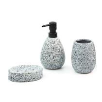 Kit Completo Banheiro Em Cerâmica Granulado Cinza - Oikos