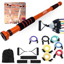 Kit Completo Barra para Porta de 65cm a 95cm + Kit Extensor 7 Elastico + 2 Pegadores + 2 Fitas e Ancorador Liveup Sports