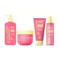 Kit Completo Belle Pink Meu Banho Premium LabPop Limpeza Hidratação e Perfume Body Splash, Hidratante, Mousse Esfoliante e Gel de Banho
