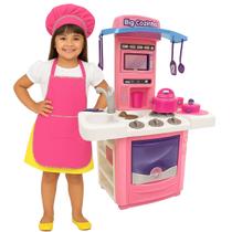 Kit Completo Big Cozinha Infantil Rosa com Avental e Toca Chef Kit Completo Big Cozinha Infantil Rosa com Avental e Toca Chef