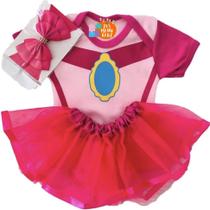 Kit Completo Body Princesa Do Mario Peach Infantil Personagens Mesversario Fantasia