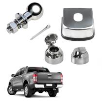Kit Completo Bola Engate Reboque Automotivo Tomada 6 Vias + Chapa Acabamento Universal 100mm Rabicho