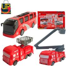 Kit Completo Bombeiro 13 peças 3 carros com fricção e acessorios Kit Completo Bombeiro 13 peças 3 carros com fricção e acessorios
