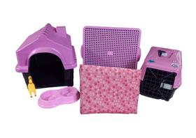 Kit completo brinquedo cães cachorros casa mec rosa n3 - KIT BRINQUEDO