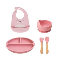 Kit Completo Buba Alimentação Infantil Silicone Rosa Kit Completo Buba Alimentação Infantil Silicone Rosa