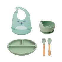Kit Completo Buba Alimentação Infantil Silicone Verde Kit Completo Buba Alimentação Infantil Silicone Verde