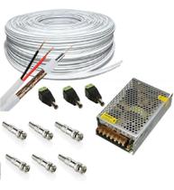 Kit Completo Cabo Coaxial Cftv + Acessórios Para 3 Câmeras