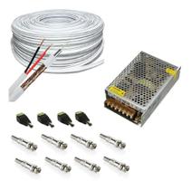 Kit Completo Cabo Coaxial Cftv + Acessórios Para 4 Câmeras