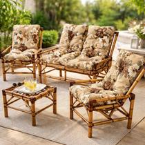 Kit Completo Cadeiras Cana Da Índia Confortável C/ Almofadas