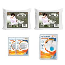 Kit Completo Cama Casal 2 Travesseiros ART200 Percal e Capas