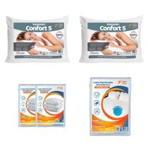 Kit Completo Cama Casal 2 Travesseiros Confort 5 e Capas Kit Completo Cama Casal 2 Travesseiros Confort 5 e Capas