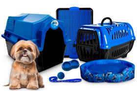 Kit Completo Cama Europa Caixa Transporte Casinha Comedouro Para Cães e Gatos