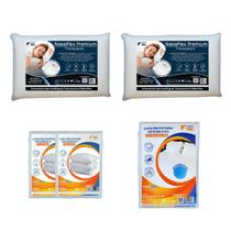 Kit Completo Cama King Size 2 Travesseiros Nasa e Protetores Kit Completo Cama King Size 2 Travesseiros Nasa e Protetores