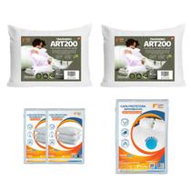Kit Completo Cama Queen 2 Travesseiros ART200 Percal e Capas