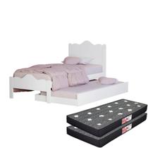 Kit Completo Cama Solteiro Nina MDF com Auxiliar E 2 Colchões Inclusos