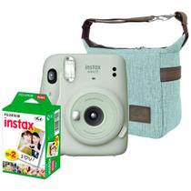 Kit Completo Câmera Revela Foto Fujifilm Instax Mini 11 Verde Pastel + Bolsa + Filme 20 Fotos