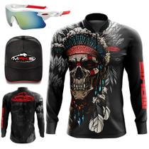 Kit Completo Camisa Manga Longa Indio Proteção Bone e Óculos