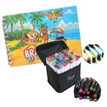 Kit Completo Canetinhas Touch 40 Cores Estojo para Colorir + Caderno para pintar Kit Completo Canetinhas Touch 40 Cores Estojo para Colorir + Caderno para pintar