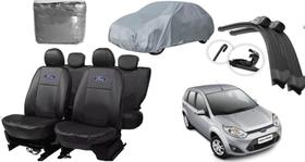 Kit Completo Capa de Couro Fiesta 05-13 + Capa de Cobrir + Limpador de Parabrisa