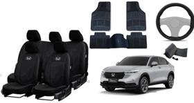 Kit Completo Capa de Couro HR-V 2020-2024 + Tapetes + Volante