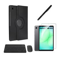 Kit Completo Capa Giratória Teclado Mouse Película Caneta Para Samsung Galaxy A11 SMX133 X135