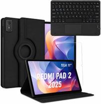 Kit Completo Capa Para Tab Xiaomi Redmi Pad 2 (2025) + Película + Teclado TrackPad