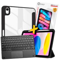 Kit Completo Capa Teclado Touchpad Preto e Película para iPad A16 11ª Geração 2025 C/ Porta Caneta