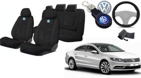 Kit Completo: Capas de Tecido para Bancos Passat 2012-2020 + Volante e Chaveiro Volkswagen