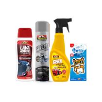 Kit Completo Carro Brilhante Cera Shampoo Silicone Proauto