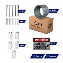 Kit Completo Cerca Concertina Dupla Clipada 45cm P/ 5 Metros