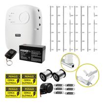 Kit Completo Cerca Elétrica 108 Metros de Muro Central de Choque e Alarme 12.000V Bateria