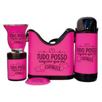 KIT COMPLETO CHIMARRÃO tudo posso naquele que me fortalece Cor ROSA