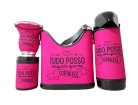 KIT COMPLETO CHIMARRÃO tudo posso naquele que me fortalece Cor ROSA