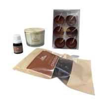 Kit Completo Chocolate Essência + Vela 100g + 6 Mini Velas + Wax Melts - Lar Fresh