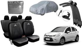 Kit Completo Citroën C3 2012 a 2018: Capa de Couro, Capa de Cobertura e Limpador de Parabrisa Kit Completo Citroën C3 2012 a 2018: Capa de Couro, Capa de Cobertura e Limpador de Parabrisa