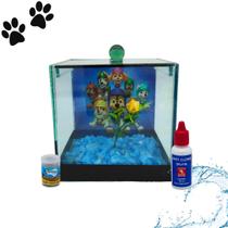 Kit Completo Cloro Ração e Aquario Beteira Quadrado de Personagens Patrulha Canina Para Beta